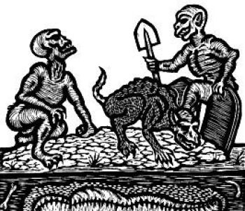 Detail of 'Cave Necrophagoi in Sepulchris' by Liv Rainey-Smith